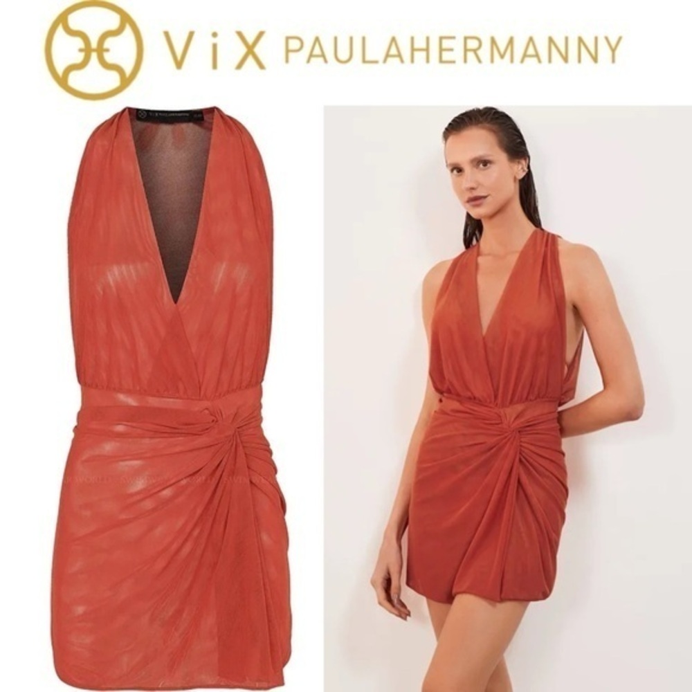 Vix Karina Mini Cover Up in Grapefruit Red sz M 188$